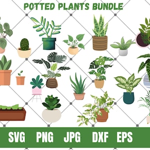 Pacote Svg de plantas, Pacote SVG de plantas em vasos, Houseplant Svg, Plantas em vasos Svg, Pacote de clipart de plantas, Arquivo de corte de plantas, download digital, cricut