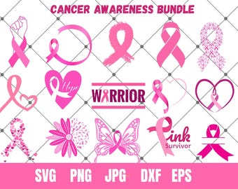 Cancer Awareness Svg Bundle, Breast Cancer SVG Bundle, Cancer SVG, Warrior T-shirt Design,Pink Awareness ribbon,Breast Cancer Shirt,cut file