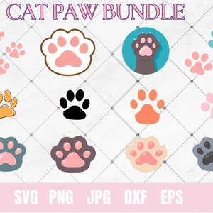 Patte de chat SVG, patte de chaton SVG, empreinte de pied de chat, svg, dxf, png, jpg, pdf, eps, Cricut, Silhouette, vecteur, ClipArt, téléchargement numérique instantané