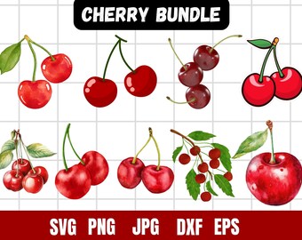 チェリー SVG、フルーツ DXF、夏、チェリー svg、フルーツ svg、PNG、カット ファイル、カッティング、クリカット、シルエット、商用利用