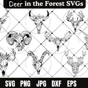 Deer in the Forest SVG , Deer Cut Files for Cricut , Deer Clip art , Forest SVG , Wilderness Svg , Forest Bundle Svg , Deer head Svg