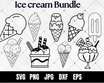Cono de helado SVG, clipart de verano, Cricut, silueta (descarga digital)