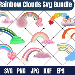 Rainbow SVG Bundle , Rainbow Clouds , Clouds SVG , Weather Svg , Rainbow Cut files , Kids , Baby , Png , Printable Svg , Instant download