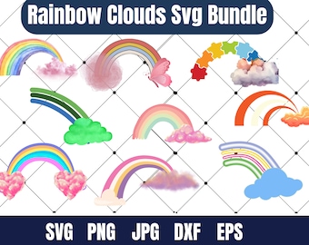 Rainbow Clouds SVG Bundle, Kids & Baby (Instant Download)