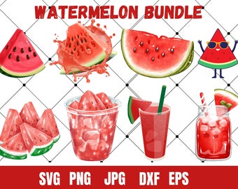 Vattenmelonskivor SVG, Frukter DXF, Sommarklippfil (Digital Nedladdning)