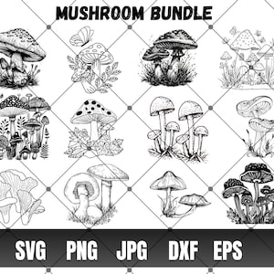 Mushroom Svg, Mushroom Clipart, floral mushroom svg, Celestial Mushroom, boho, Mushroom Svg Bundle, Doodle Mushroom Svg, Mushroom Cricut