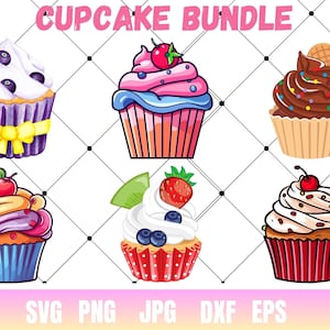 Cupcake SVG, Cake Cut file, Cupcake bundle svg, Sweets svg, Cupcake Outline SVG, Birthday svg, Cupcake clipart Instant download