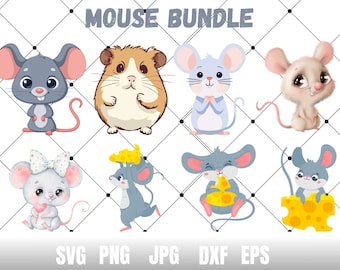 Cute Mouse Clipart – Happy Mouse SVG, PNG, EPS (Digital Download)