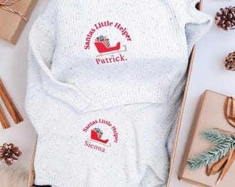 Suéter bordado personalizado de Papá Noel para bebé: sudadera 100 % algodón, conjunto navideño de 3 a 6 meses - 5 años