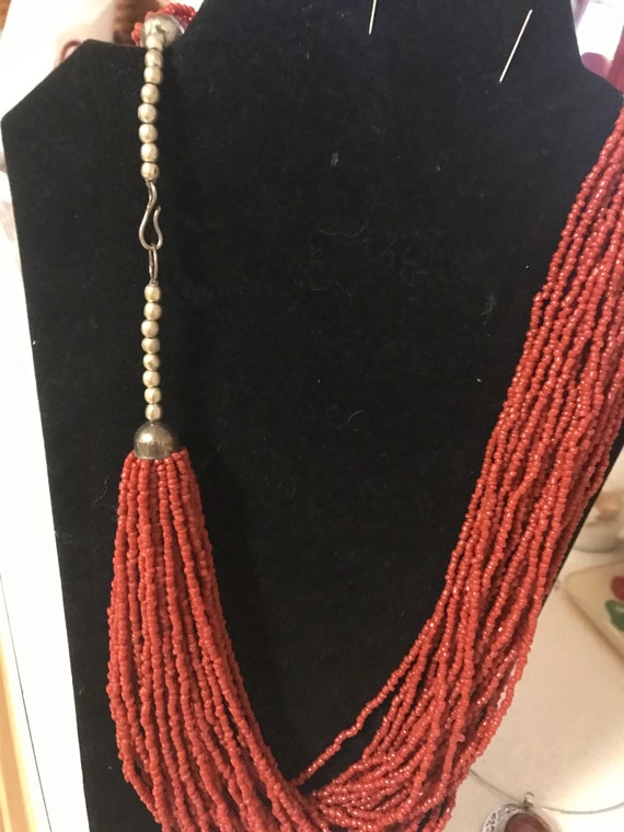 Vintage Red Coral 30 strand necklace - image 3