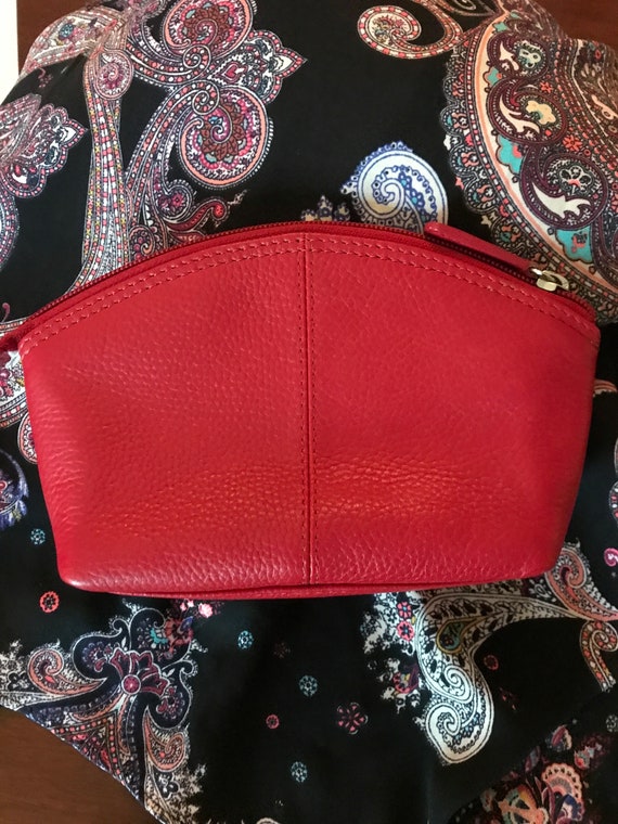 Cosmetic Bag - Red Leather - image 2