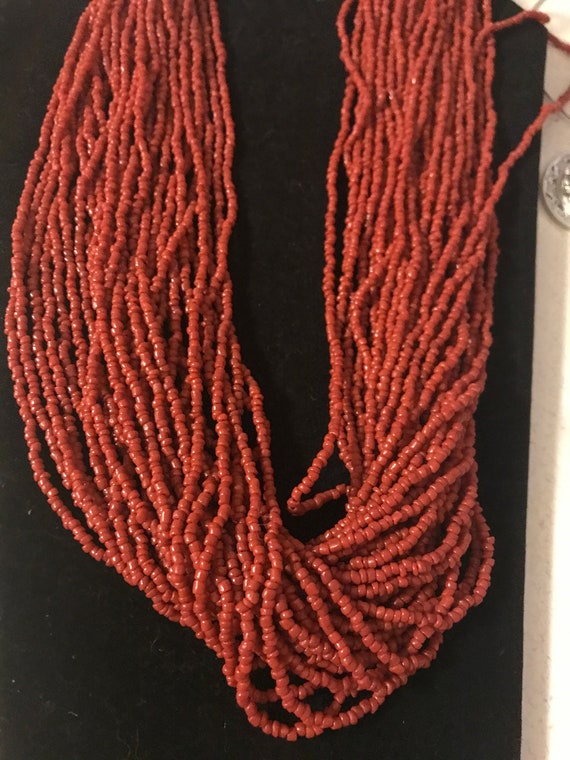 Vintage Red Coral 30 strand necklace - image 2