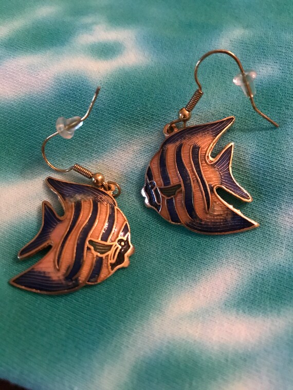 Vintage Enamel Angel Fish Earrings