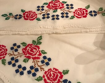 Roses Stiched  Pillow Cases