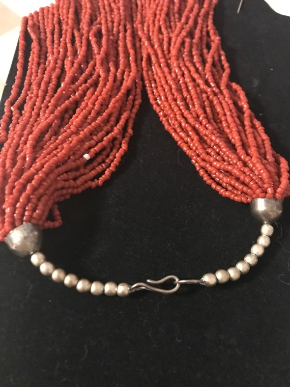 Vintage Red Coral 30 strand necklace - image 4