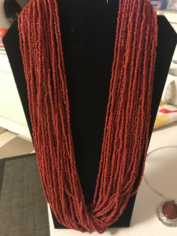 Vintage Red Coral 30 strand necklace - image 1