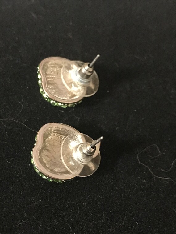 Green Crystal Apple Earrings - image 3