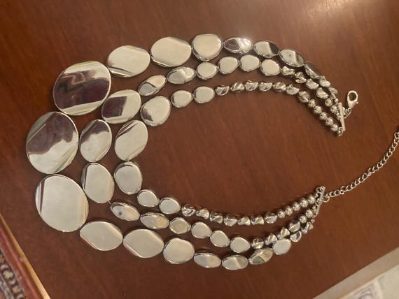 Silvertone Statement Necklace - image 4