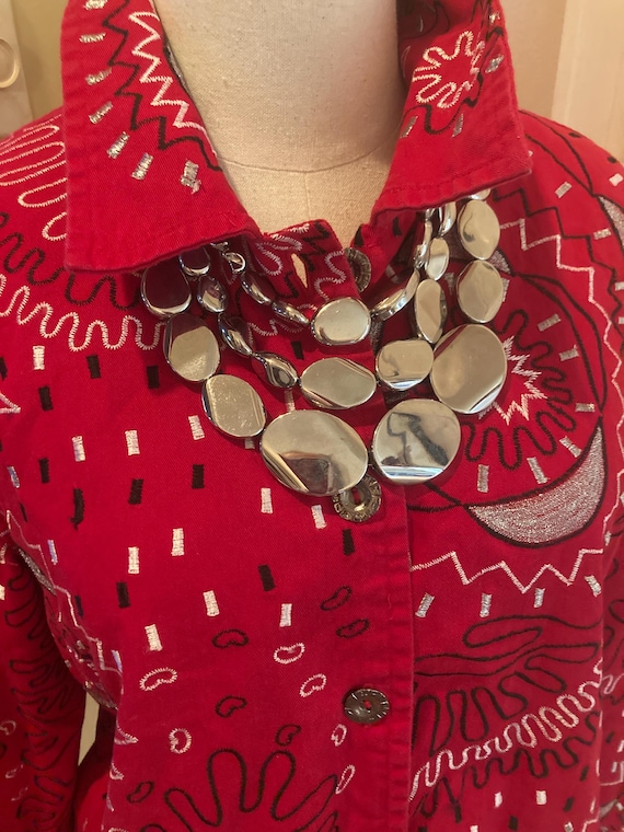 Silvertone Statement Necklace - image 1