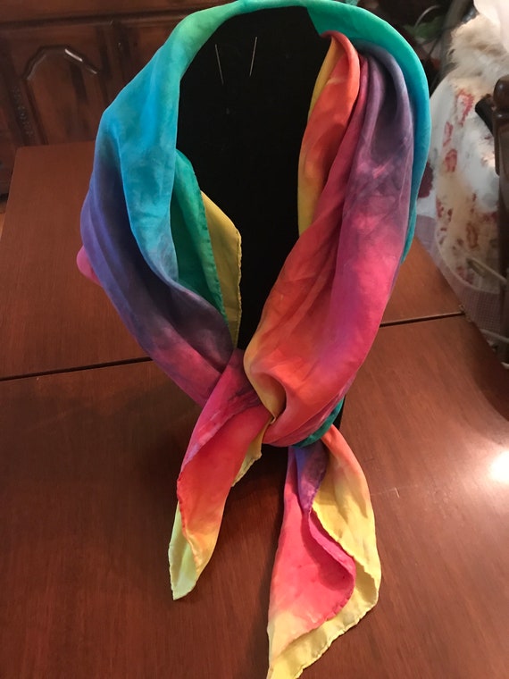Ombre Rainbow silk scarf