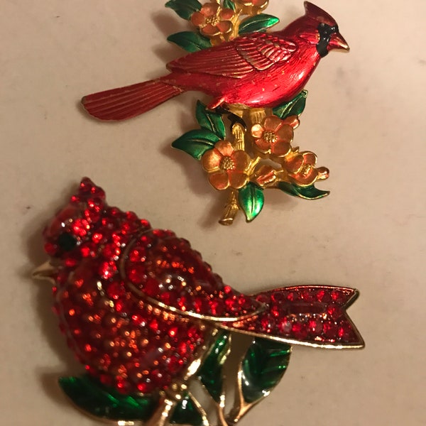 Pair of cardinal brooch"s
