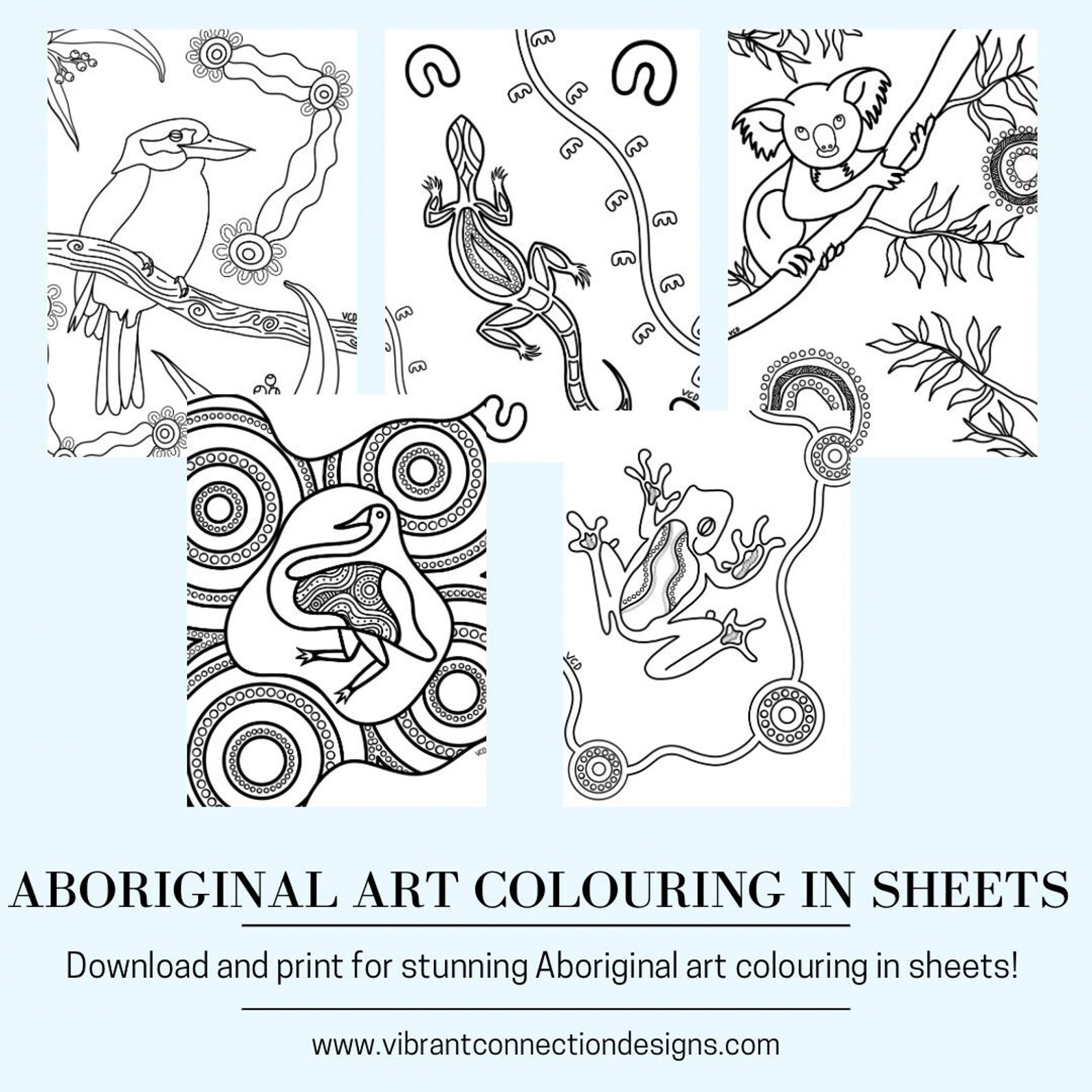 Aboriginal Art Colouring Pages Junior Animals Etsy Australia