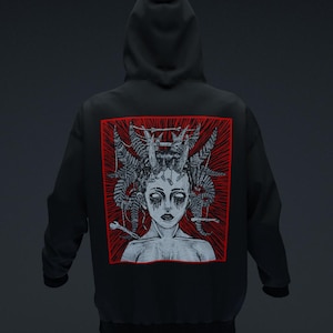 Sharper Veil - Dark Art Pullover - Gothic Streetwear - Occult Graphic Hoodie - Alternative Hoodie - Punk Rock Streetwear