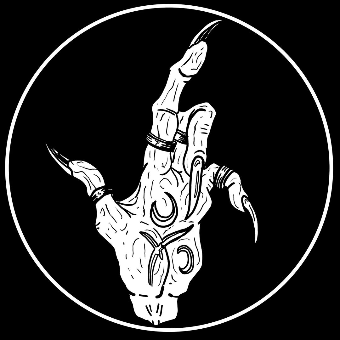Cursed Shell Hand Cursed Hand Rune Sticker – Witchcraft Glossy Vinyl Sticker, Dark Spell ...