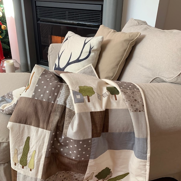 Handmade patchwork quilt/blanket, warm and soft
