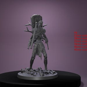 Undead Zombie Warrior B V1 - V7 Miniature | Fantasy Pathfinder DND Figurine | Undead Zombie Mini | 25mm - 45mm Scale | 3D Resin 12k Print |