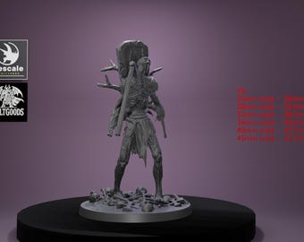 Undead Zombie Warrior B V1 - V7 Miniature | Fantasy Pathfinder DND Figurine | Undead Zombie Mini | 25mm - 45mm Scale | 3D Resin 12k Print |