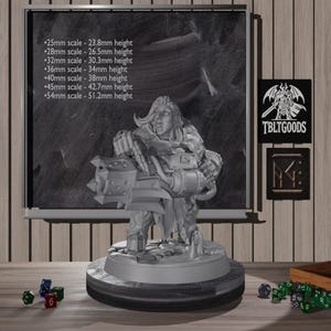 Magma Forged  Dwarven Soldier Miniature F | Fantasy DND Figurine | Dwarf Mini | 25mm - 54mm Scale | 3D Resin 12k Print | High Detail Mini |