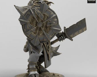 Minotauro Bárbaro Guardião V1 | Miniatura | Estatueta Centauro | Miniatura DND | Impressão em Resina 12k | Decoração de Brinquedo | Preparado e Pronto para Pintar |