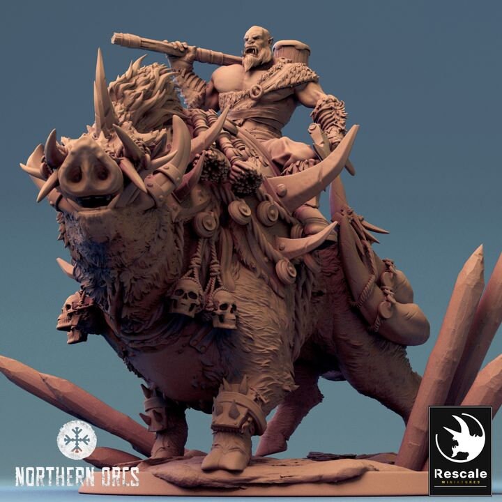 Orc Rider War Hog Wild Boar Miniature Mount V2 | DND Miniature