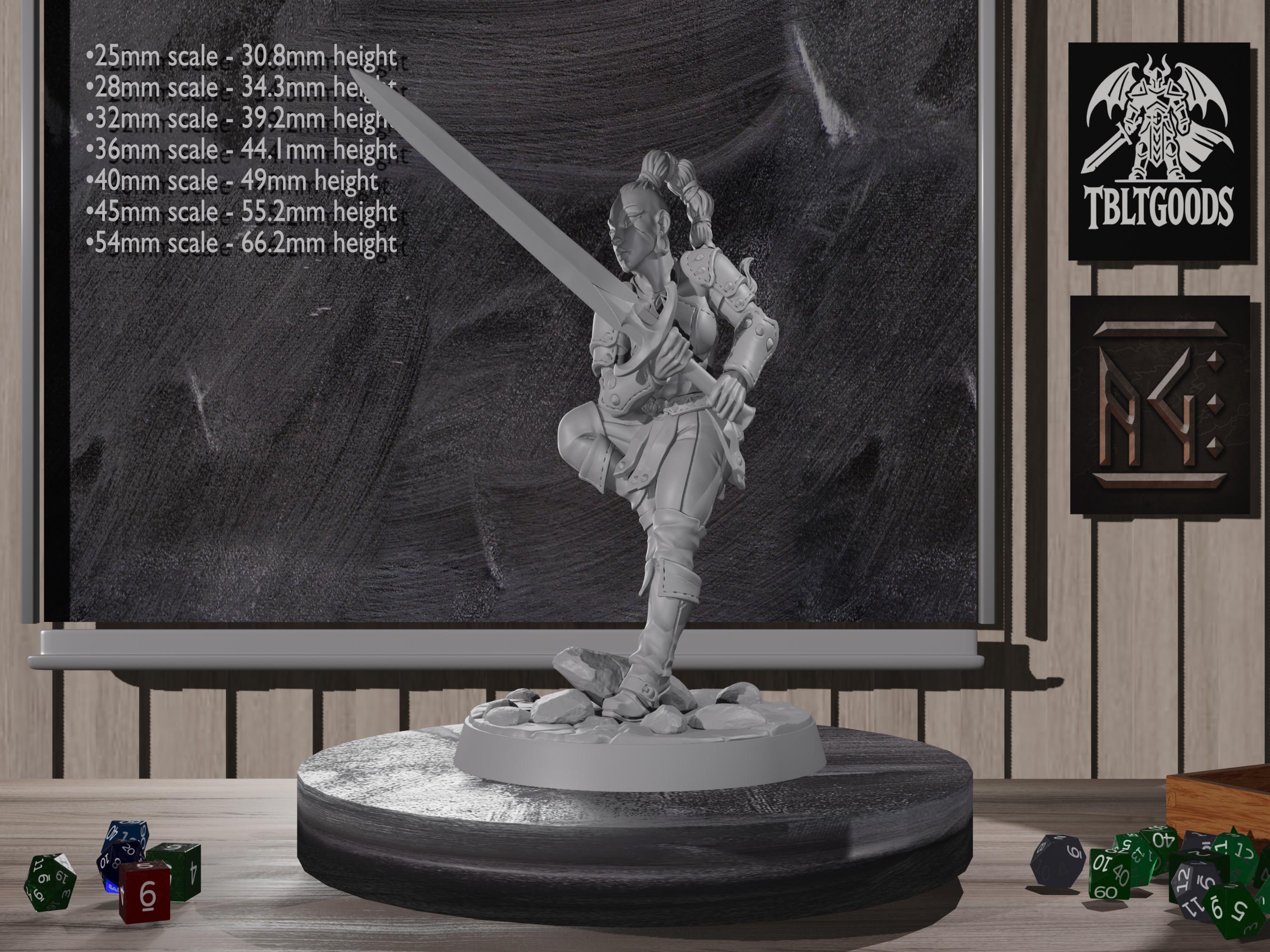 Human Female Thief Archer Miniature B | Fantasy DND Figurine | Human Rider  | 25mm - 54mm Scale | 3D Resin 12k Print | High Detail Mini |