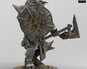 Minotauro Bárbaro Guardião V2 | Miniatura | Estatueta Centauro | Miniatura DND | Impressão em Resina 12k | Decoração de Brinquedo | Preparado e Pronto para Pintar |