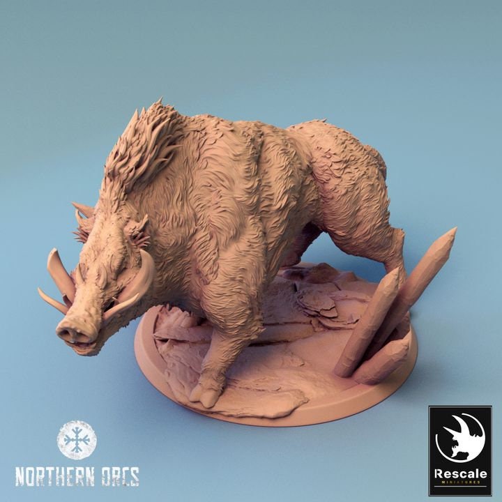 Orc Rider War Hog Wild Boar Miniature Mount V2 | DND Miniature