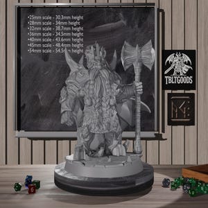 Emperor of Embers Dwarven Miniature | Fantasy DND Figurine | Dwarf Warrior | 25mm - 54mm Scale | 3D Resin 12k Print | High Detail Mini |