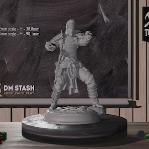 Serpent Samurai Miniature | Resin Toy | Premium DnD Mini | Samurai Miniature | Tabletop Mini |Sanded & Primed | Resin 3D Printed |32mm 75mm|