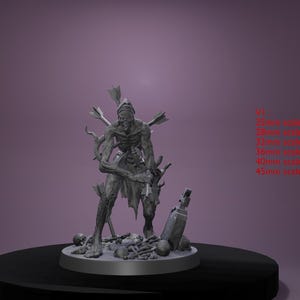 Undead Zombie Warrior C V1 - V7 Miniature | Fantasy Pathfinder DND Figurine | Undead Zombie Mini | 25mm - 45mm Scale | 3D Resin 12k Print |