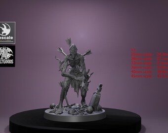 Undead Zombie Warrior C V1 - V7 Miniature | Fantasy Pathfinder DND Figurine | Undead Zombie Mini | 25mm - 45mm Scale | 3D Resin 12k Print |