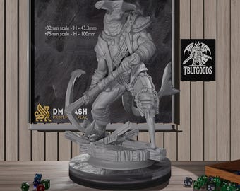 Shark Man Enforcer Miniature | Resin Toy | Premium DnD Mini | Fish Man Miniature | Tabletop Mini |Sanded & Primed |3D Printed |32mm 75mm|