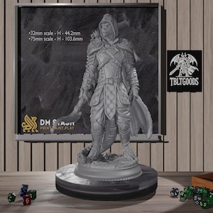 Black Dragonborn Ranger Mini | Resin Toy | Premium DnD Mini | Dragonborn Miniature | Tabletop Mini |Sanded & Primed |3D Printed |32mm 75mm|