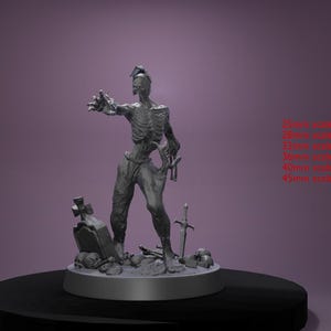 Undead Zombie Warrior A V1 - V7 Miniature | Fantasy Pathfinder DND Figurine | Undead Zombie Mini | 25mm - 45mm Scale | 3D Resin 12k Print |