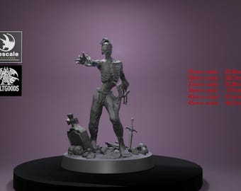 Undead Zombie Warrior A V1 - V7 Miniature | Fantasy Pathfinder DND Figurine | Undead Zombie Mini | 25mm - 45mm Scale | 3D Resin 12k Print |