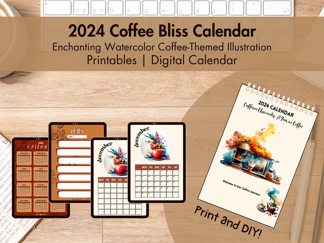 Calendar 2024 Coffee Bliss Printable & Digital Etsy