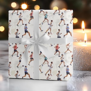 Runners Gift Wrap Marathon Runner Themed Wrapping Paper for Runner Athlete Gift Wrap Ultra Marathon 5K Runner Present Gift for Runner