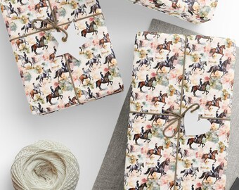 Horse Rider Wrapping Paper Equestrian Gift Wrap with Horses Riders, Perfect for Horse Lovers, Birthdays  Special Occasions