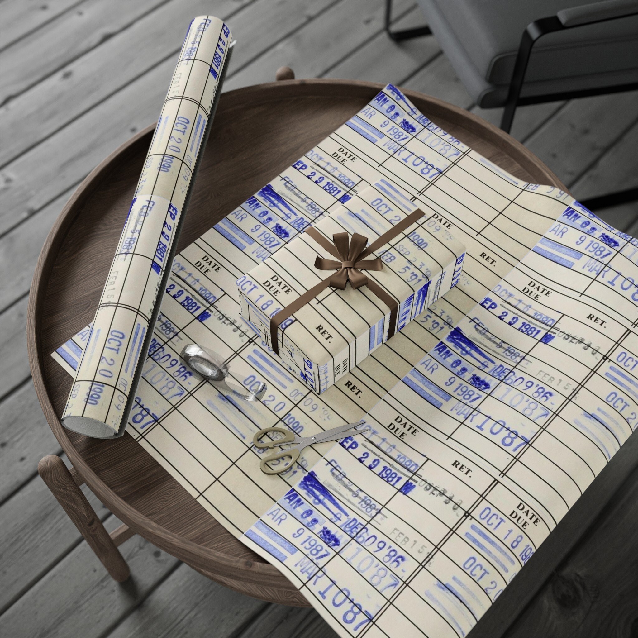 Vintage Wrapping Paper Library Themed Gift Wrap Book Lover Gift Paper ...