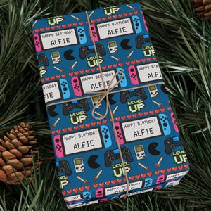 Custom Gamer Birthday Wrapping Paper Gaming Gift Wrap for Gamer Personalized Wrapping Paper for Gamer Christmas